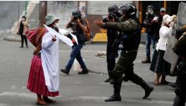 ndigenous woman marches against the coup