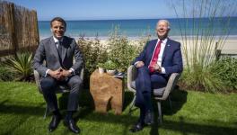 French President Emmanuel Macron (L) and US President Joe Biden